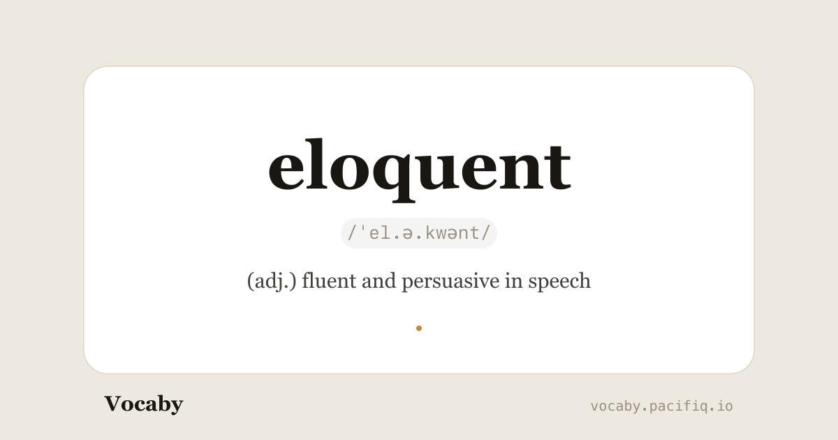 The word eloquent surrounded by floating words, representing linking words in English writing