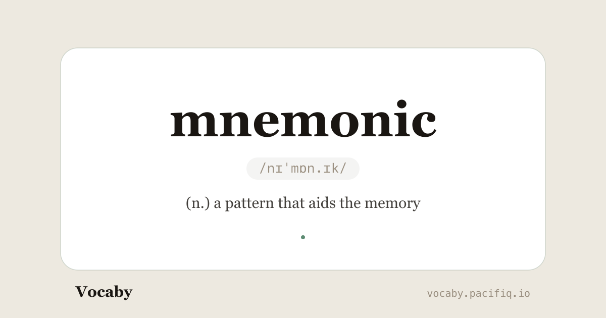 The word mnemonic surrounded by floating words, representing memory techniques for remembering vocabulary